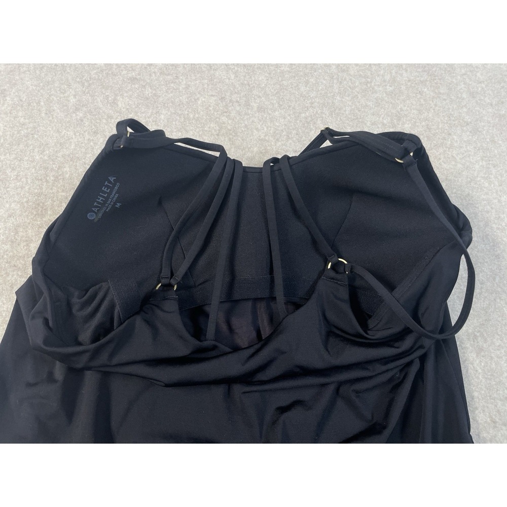Athleta Womens Empowerment Tank‎ Top MED Black Strappy Shelf Bra Yoga Gym - Picture 4 of 12